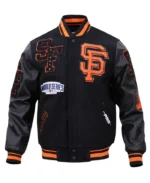 MLB San Francisco Giants Mashup Varsity Jacket | Trendy Leather Jackets