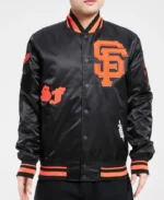 MLB San Francisco Giants Old English Satin Jacket | Trendy Leather Jackets