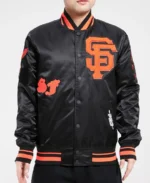 MLB San Francisco Giants Old English Satin Jacket | Trendy Leather Jackets