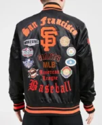 MLB San Francisco Giants Old English Satin Jacket | Trendy Leather Jackets