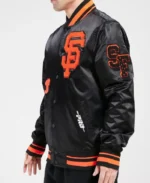 MLB San Francisco Giants Old English Satin Jacket | Trendy Leather Jackets