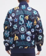 MLB Seattle Mariners AOP Satin Jacket | Trendy Leather Jackets