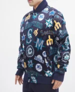 MLB Seattle Mariners AOP Satin Jacket | Trendy Leather Jackets