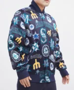 MLB Seattle Mariners AOP Satin Jacket | Trendy Leather Jackets