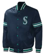 MLB Seattle Mariners Midfield Satin Varsity Jacket | Trendy Leather Jackets