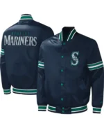 MLB Seattle Mariners Midfield Satin Varsity Jacket | Trendy Leather Jackets