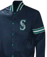 MLB Seattle Mariners Midfield Satin Varsity Jacket | Trendy Leather Jackets