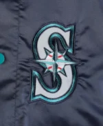 MLB Seattle Mariners Midfield Satin Varsity Jacket | Trendy Leather Jackets