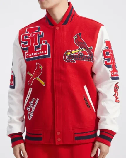 MLB St. Louis Cardinal Mash up Varsity Jacket | Trendy Leather Jackets