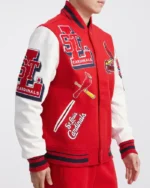 MLB St. Louis Cardinal Mash up Varsity Jacket | Trendy Leather Jackets