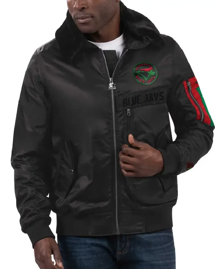 MLB Starter x Ty Mopkins Toronto Blue Jays Black History Month Satin Jacket | Trendy Leather Jackets