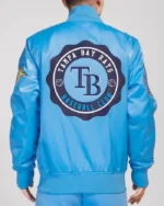MLB Tampa Bay Rays Crest Emblem Satin Jacket | Trendy Leather Jackets