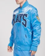 MLB Tampa Bay Rays Crest Emblem Satin Jacket | Trendy Leather Jackets