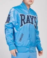 MLB Tampa Bay Rays Crest Emblem Satin Jacket | Trendy Leather Jackets