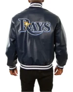 MLB Tampa Bay Rays JH Design Navy Classic Varsity Jacket | Trendy Leather Jackets