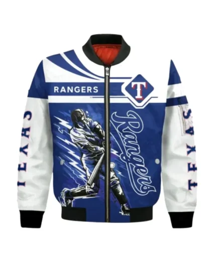 MLB Texas Rangers 3D Bomber Jacket | Trendy Leather Jackets