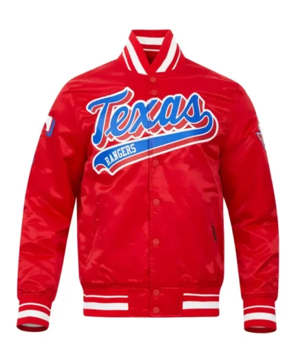 MLB Texas Rangers Script Tail Satin Jacket | Trendy Leather Jackets