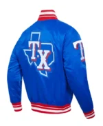 MLB Texas Rangers Script Tail Satin Jacket | Trendy Leather Jackets