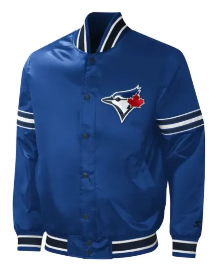 MLB Toronto Blue Jays Midfield Satin Varsity Jacket | Trendy Leather Jackets