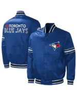MLB Toronto Blue Jays Midfield Satin Varsity Jacket | Trendy Leather Jackets