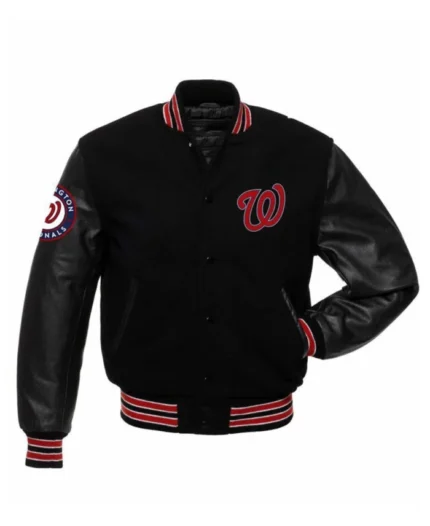 MLB Washington Nationals Black Letterman Jacket | Trendy Leather Jackets