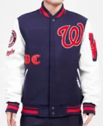 MLB Washington Nationals Old English Varsity Jacket | Trendy Leather Jackets