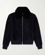 MR P Shearling Trimmed Suede Bomber Jacket | Trendy Leather Jackets