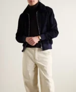 MR P Shearling Trimmed Suede Bomber Jacket | Trendy Leather Jackets