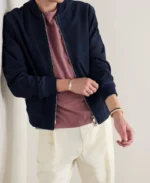 MR P Suede Bomber Blue Jacket | Trendy Leather Jackets