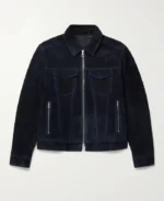 MR P Trucker Blue Suede Jacket | Trendy Leather Jackets