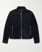 MR P Trucker Blue Suede Jacket | Trendy Leather Jackets