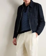 MR P Trucker Blue Suede Jacket | Trendy Leather Jackets