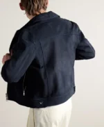 MR P Trucker Blue Suede Jacket | Trendy Leather Jackets