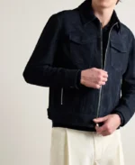 MR P Trucker Blue Suede Jacket | Trendy Leather Jackets