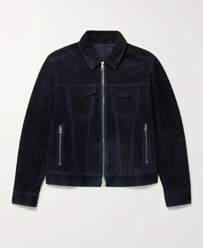 MR P Trucker Blue Suede Jacket | Trendy Leather Jackets