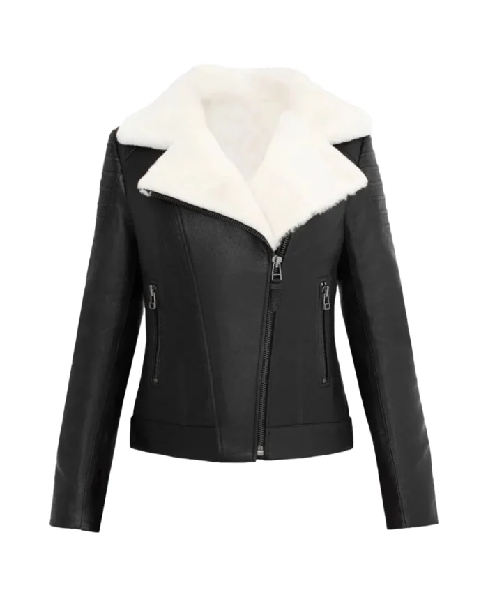 Mullet Women’s Black Shearling Leather Jacket | Trendy Leather Jackets