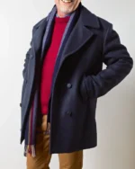 Navy Rugby Reefer Coat | Trendy Leather Jackets