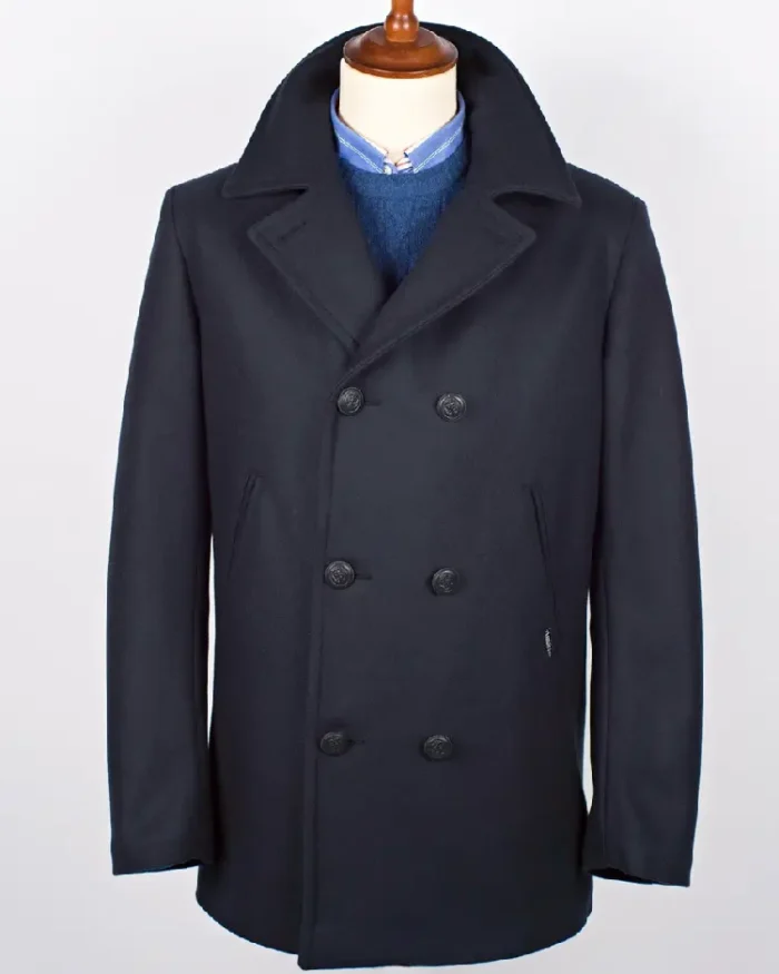 Navy Rugby Reefer Coat | Trendy Leather Jackets