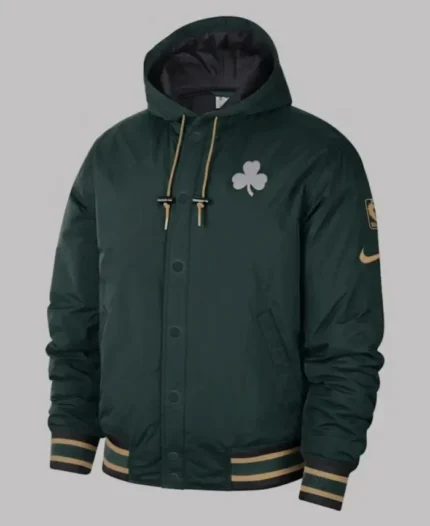 NBA Boston Celtics Bomber Hooded Jacket | Trendy Leather Jackets