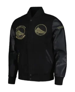 NBA Golden State Warriors Black Varsity Jacket | Trendy Leather Jackets