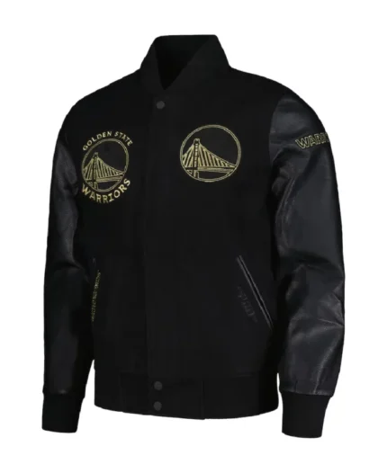 NBA Golden State Warriors Black Varsity Jacket | Trendy Leather Jackets