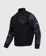 NBA Golden State Warriors Black Varsity Jacket | Trendy Leather Jackets