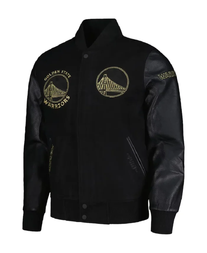 NBA Golden State Warriors Black Varsity Jacket | Trendy Leather Jackets