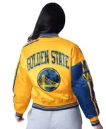 NBA Golden State Warriors Cropped Satin Jacket | Trendy Leather Jackets