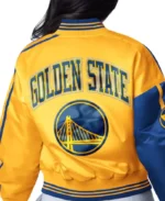 NBA Golden State Warriors Cropped Satin Jacket | Trendy Leather Jackets