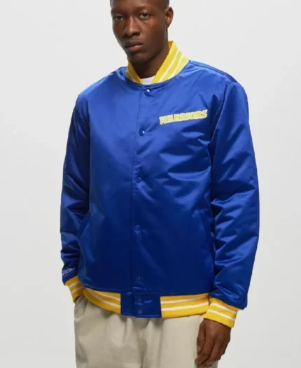 NBA Golden State Warriors Heavyweight Satin Jacket | Trendy Leather Jackets