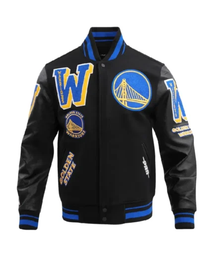 NBA Golden State Warriors Mashup Varsity Jacket | Trendy Leather Jackets