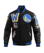 NBA Golden State Warriors Mashup Varsity Jacket | Trendy Leather Jackets