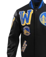 NBA Golden State Warriors Mashup Varsity Jacket | Trendy Leather Jackets