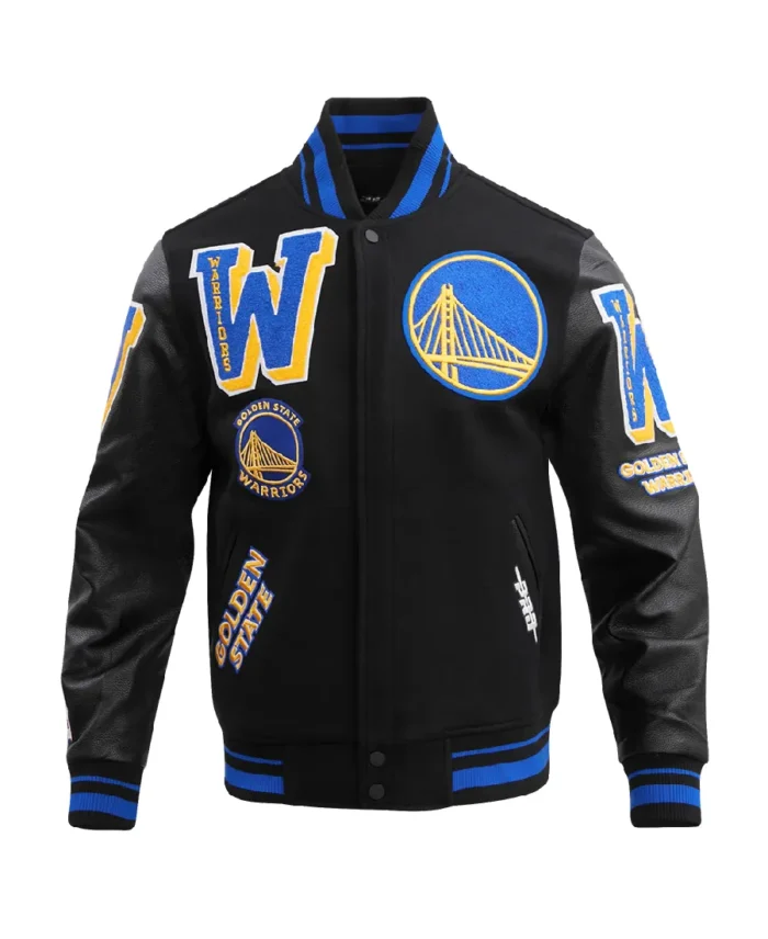 NBA Golden State Warriors Mashup Varsity Jacket | Trendy Leather Jackets
